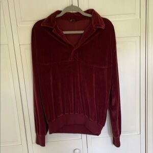 Vintage Velour Long Sleeve Pullover in Burgundy